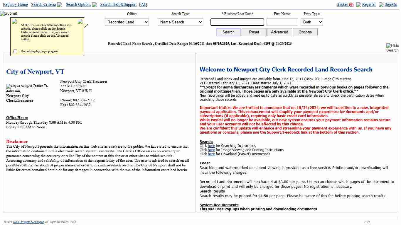 Welcome to 20/20 Perfect Vision Land Records I2