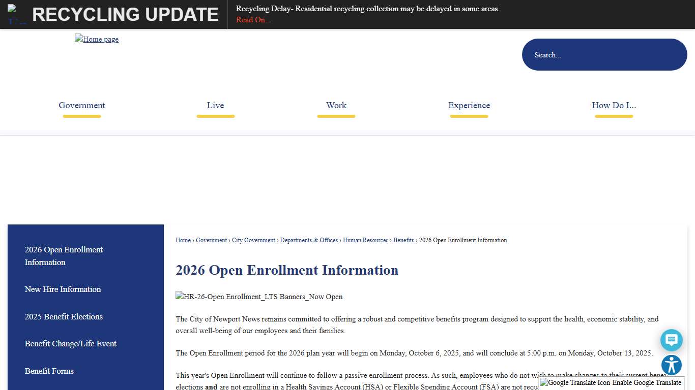 2026 Open Enrollment Information Newport News, VA - Official Website